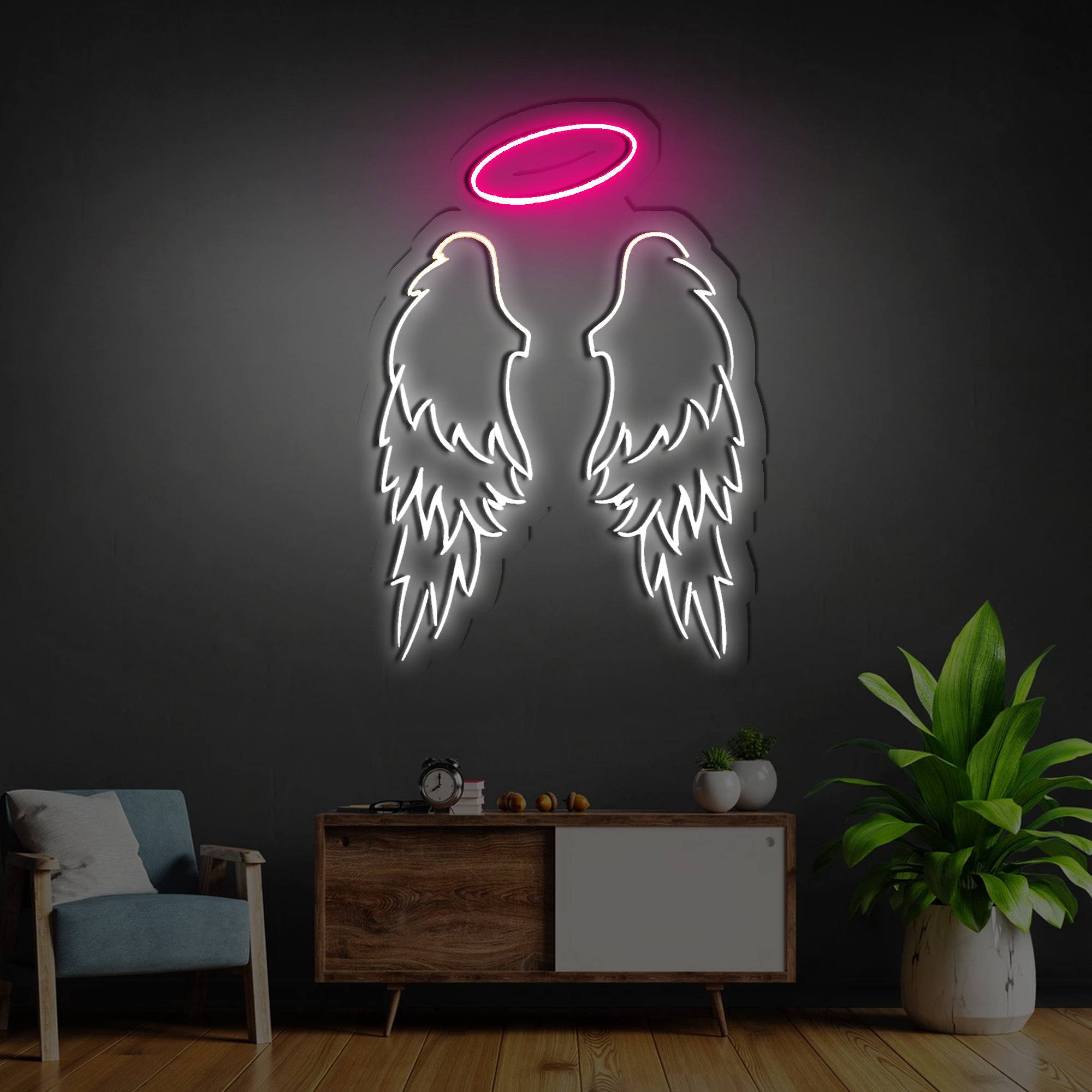 Angel Wings Neon Sign | Let's Fly