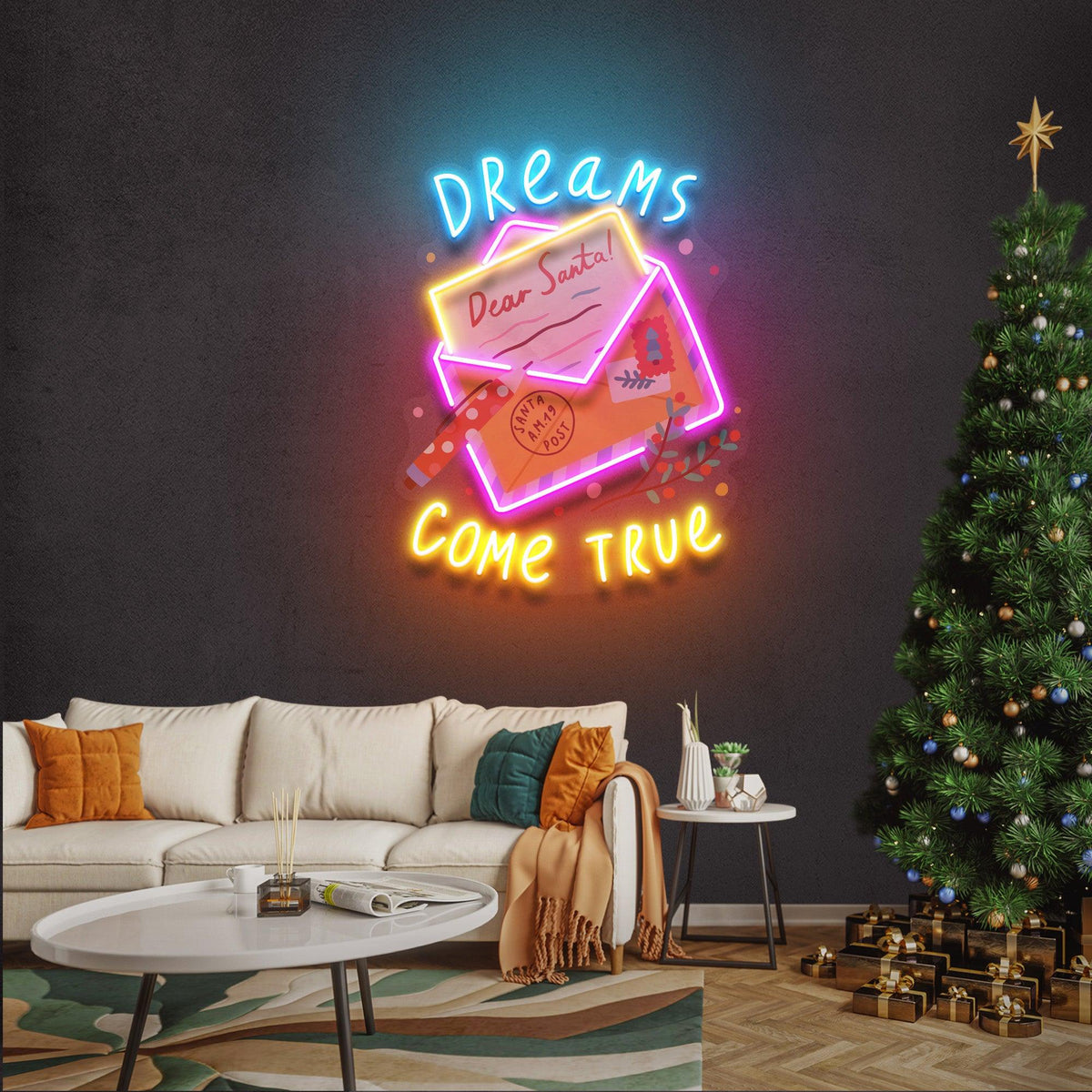 Dear Santa Letter Christmas Neon Sign