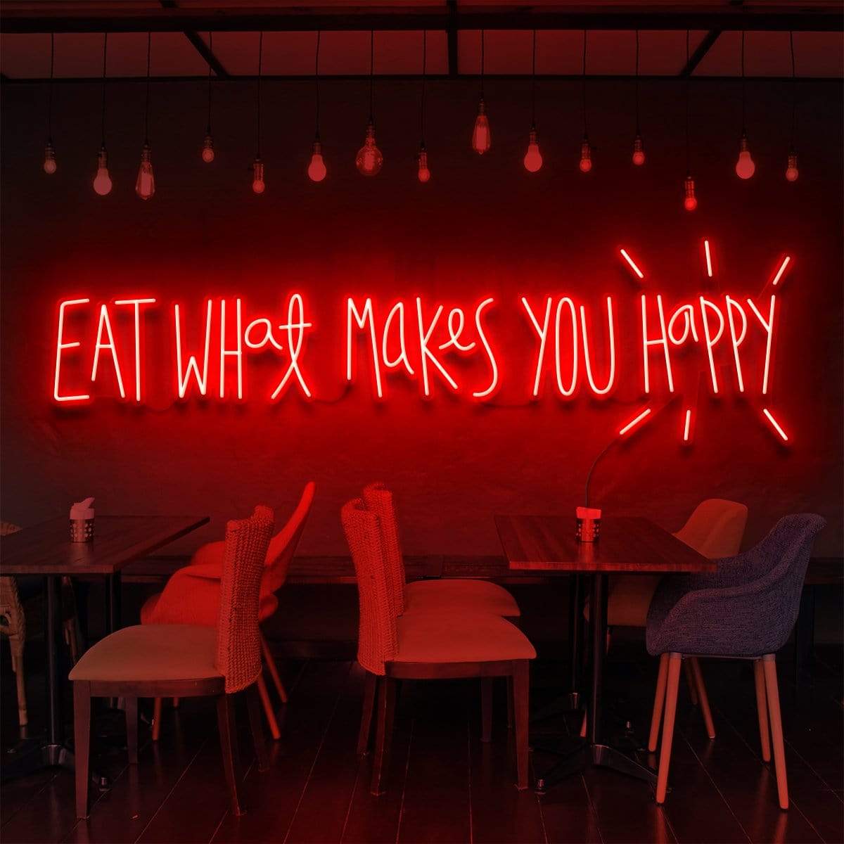 "Eat What Makes You Happy" Neon Sign for Bars & Restaurants