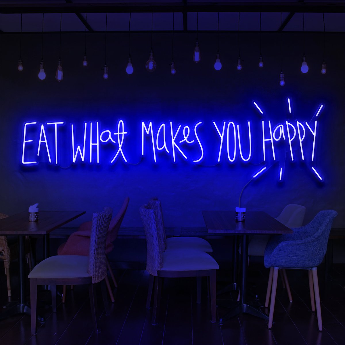 "Eat What Makes You Happy" Neon Sign for Bars & Restaurants