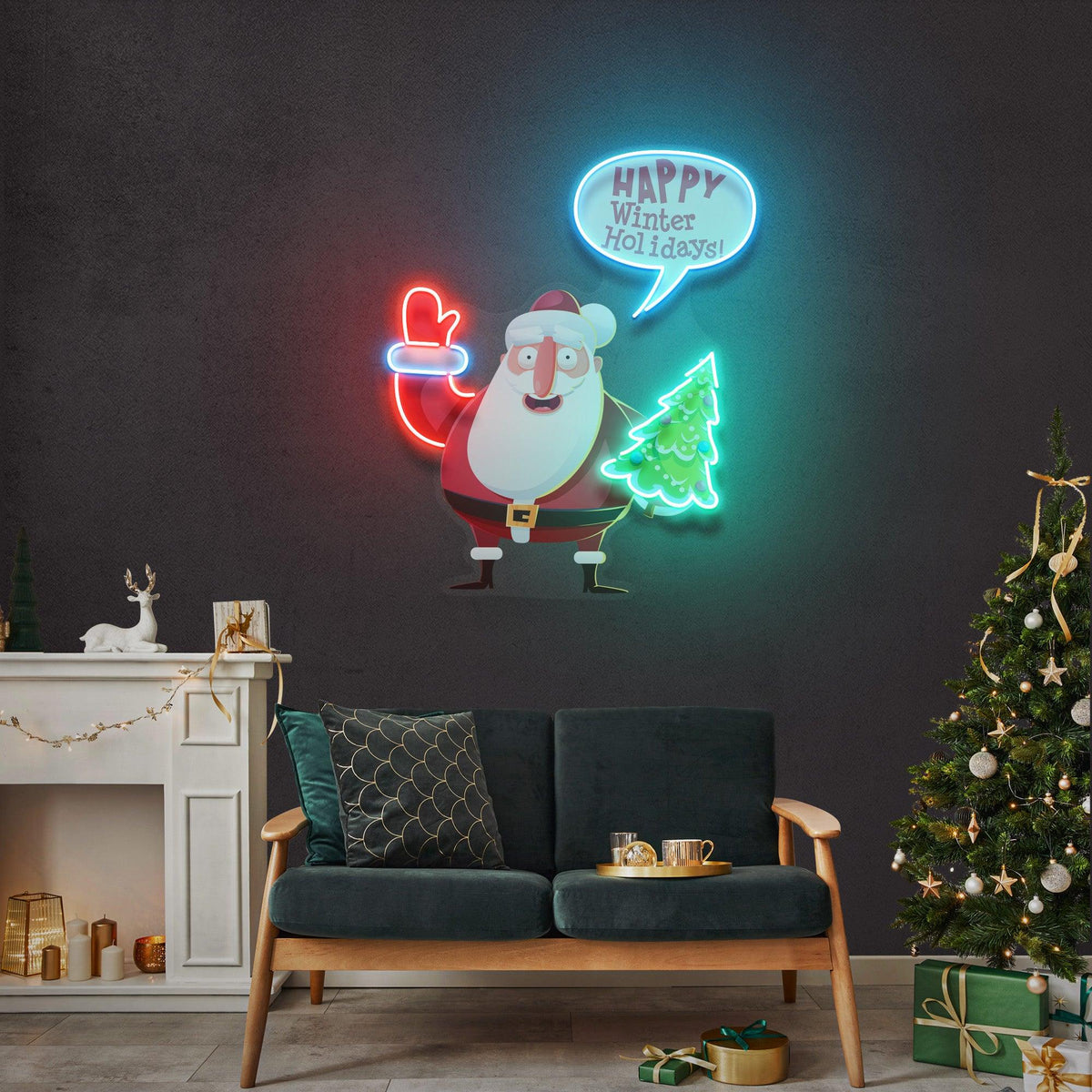Hello Santa! Christmas Neon Sign