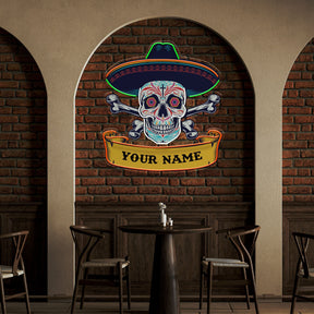 Custom Name Day Of Dead Mexican Artwork Led Neon Sign Light