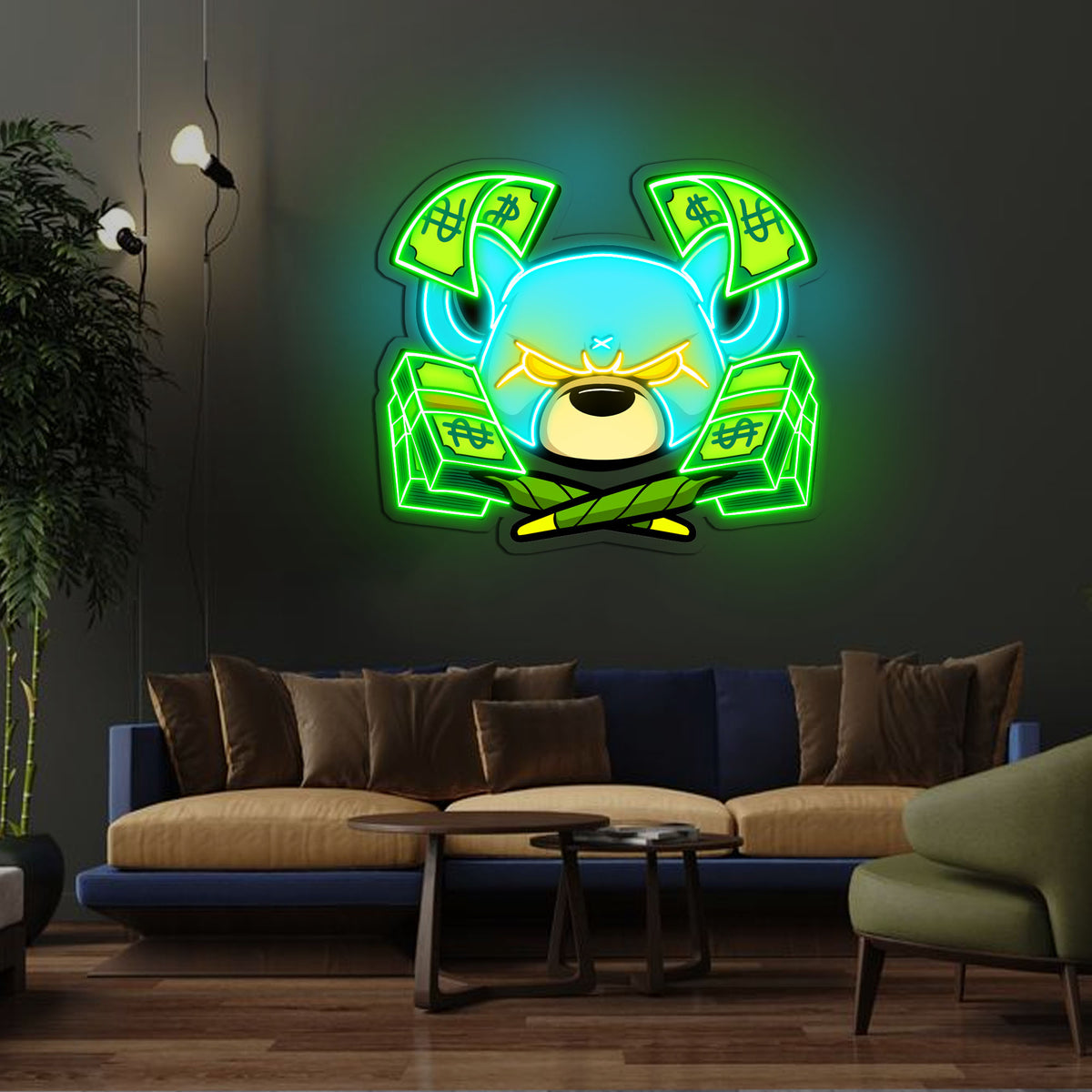 Rat rich cartoon Neon x Acrylic Artwork