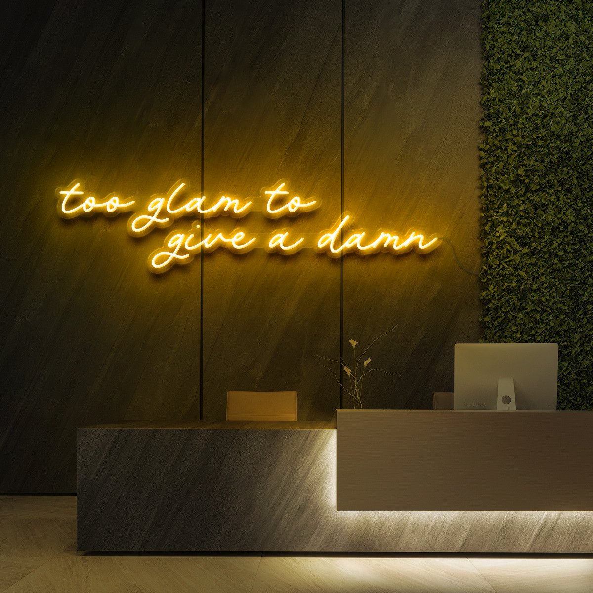 "Too Glam to Give a Damn" Neon Sign for Beauty & Cosmetic Studios