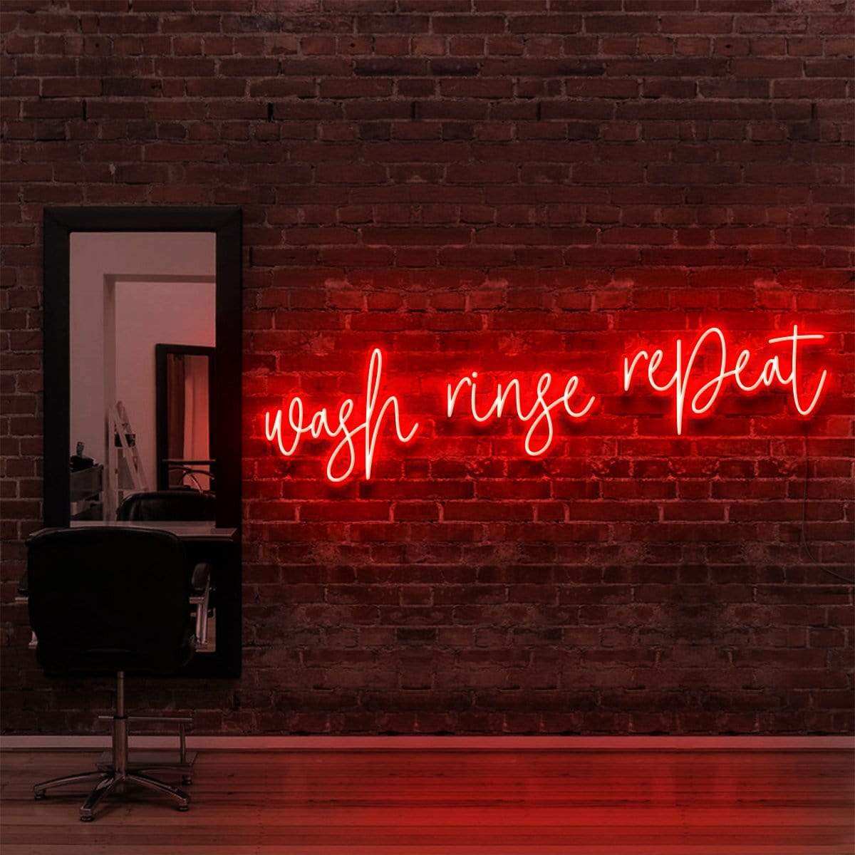 "Wash Rinse Repeat" Neon Sign for Hair Salons & Barbershops