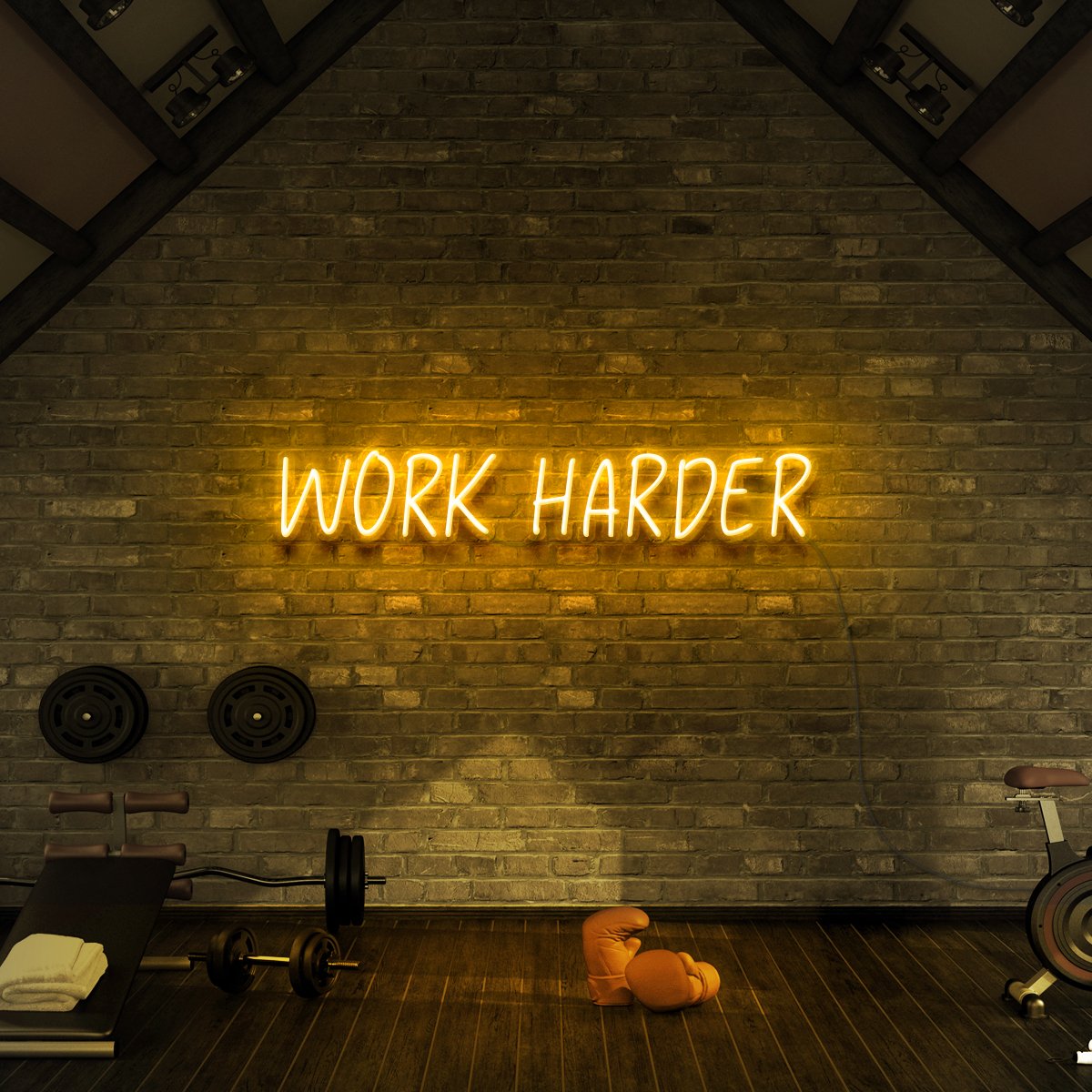 "Work Harder" Neon Sign for Gyms & Fitness Studios