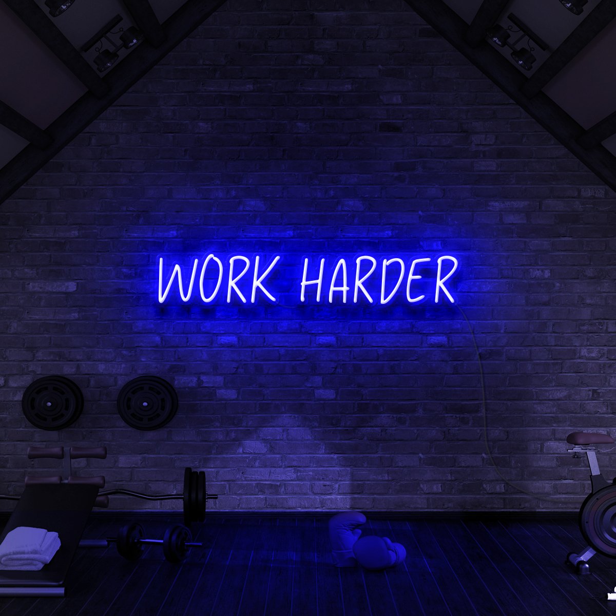 "Work Harder" Neon Sign for Gyms & Fitness Studios