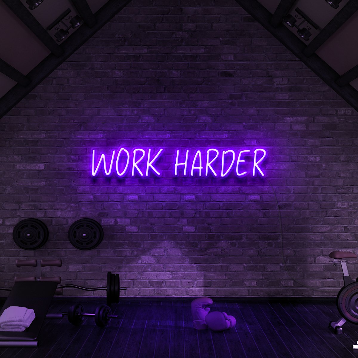 "Work Harder" Neon Sign for Gyms & Fitness Studios