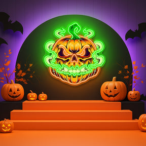 Spooky Glowing Pumpkin Neon Sign – Halloween LED Wall Light for Indoor Decor