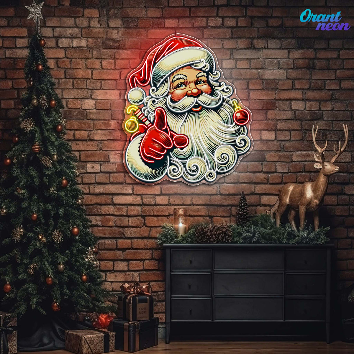 Sweet Santa: A Smile for Christmas Neon Sign Light Artwork