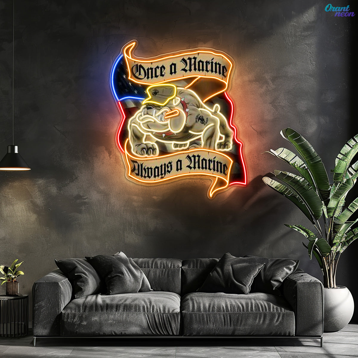 Veteran & Pug: Loyalty in Light Neon Sign Light Artwork