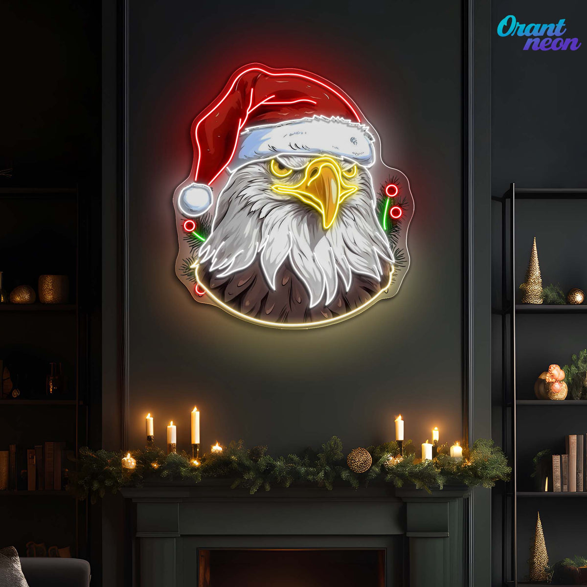 American Christmas: Eagle's Merry Flight Neon Sign Light Artwork