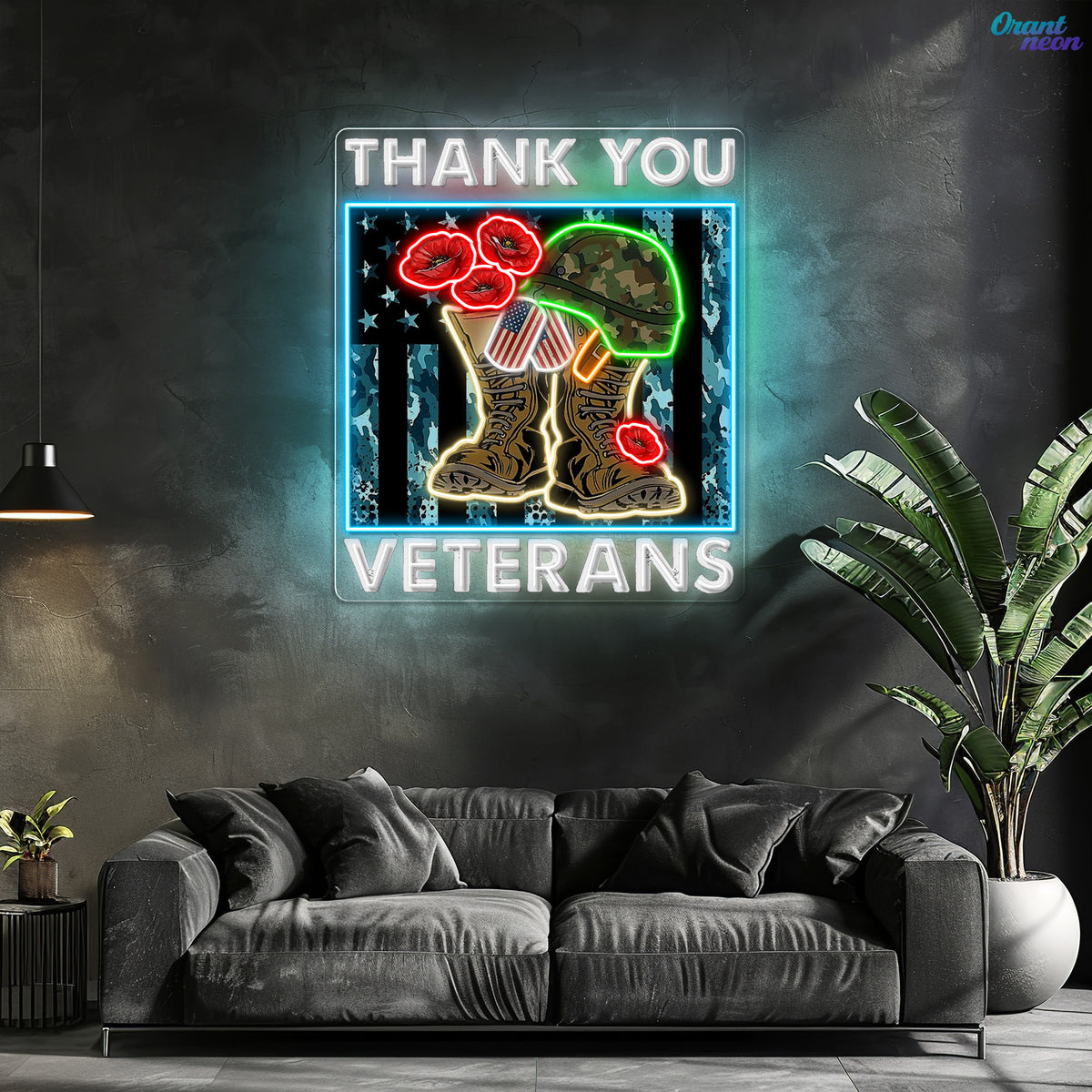 Veterans Day: Courage in Light Neon Sign Light Artwork