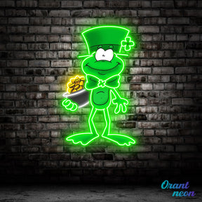 Patrick's Day Holding Money And Wearing Hat Led Neon Acrylic Artwork