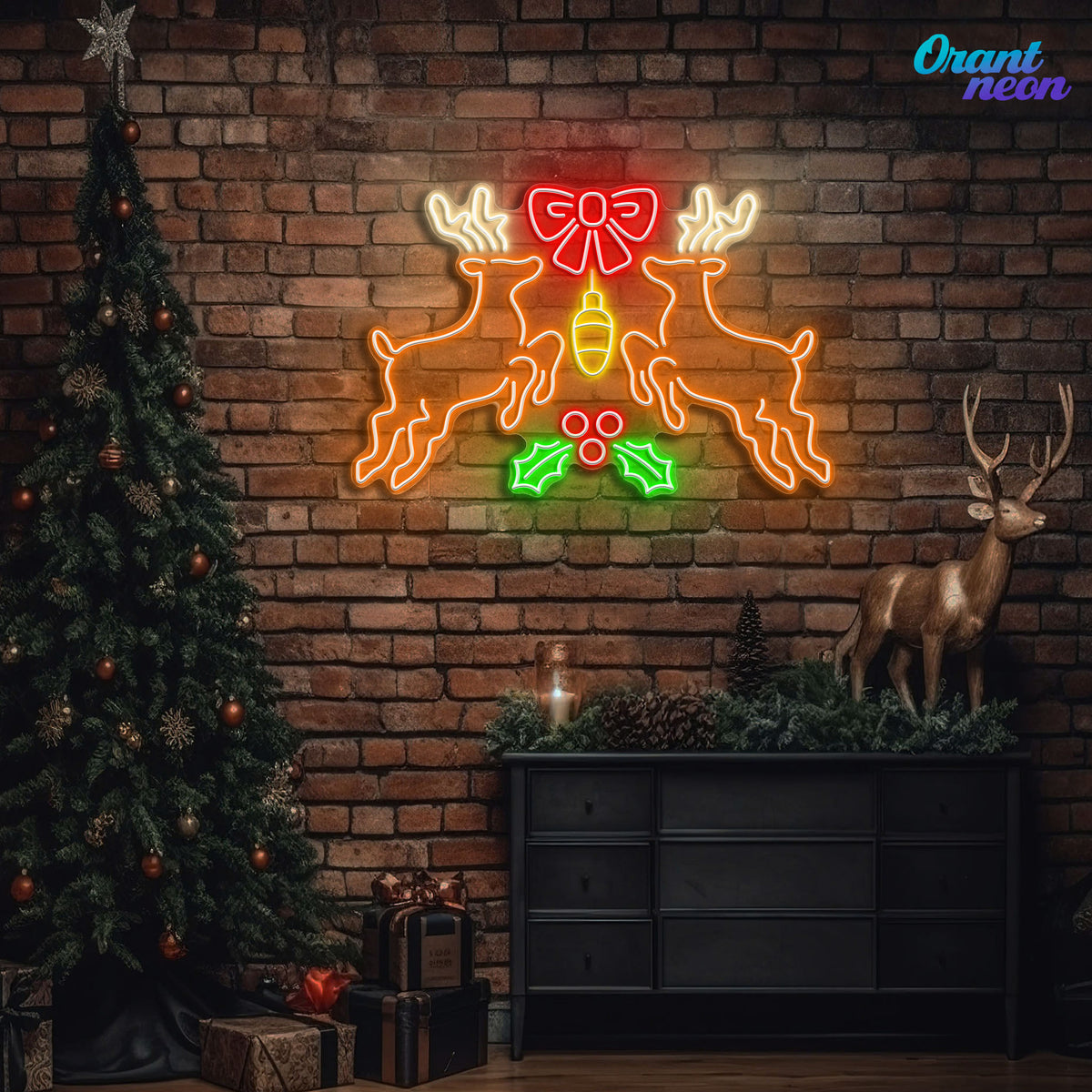 Bright Lights, Reindeer Nights: Neon Christmas Cheer Neon Sign Light Artwork