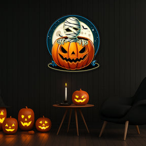 🎃 Spooky Pumpkin & Mummy Halloween LED Neon Sign – Glow Up Your Haunted Nights!