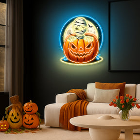 🎃 Spooky Pumpkin & Mummy Halloween LED Neon Sign – Glow Up Your Haunted Nights!