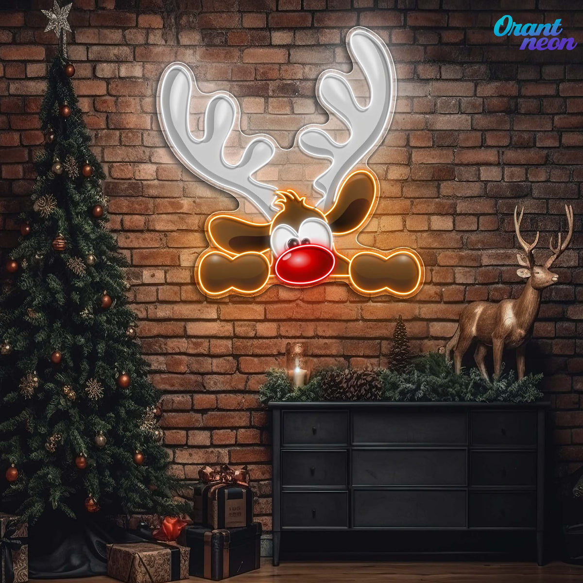 Dashing Through the Snow: Adorable Reindeer Neon Sign Light Artwork