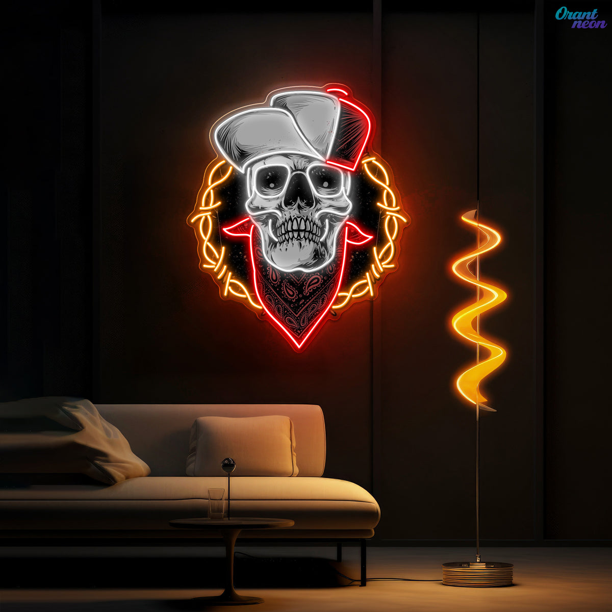 Head of the Dead: Neon Skull with Hat Neon Sign Light Artwork