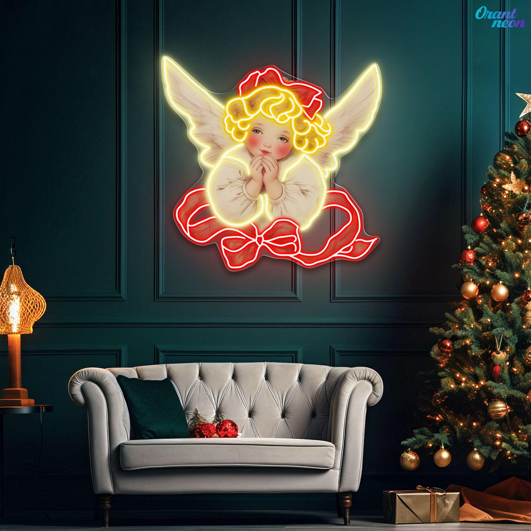 Angelic Blessings for a Peaceful Christmas Neon Light Artwork