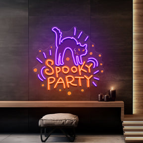 Halloween Theme SPOOKY PARTY LED Neon Sign Light Pop Art