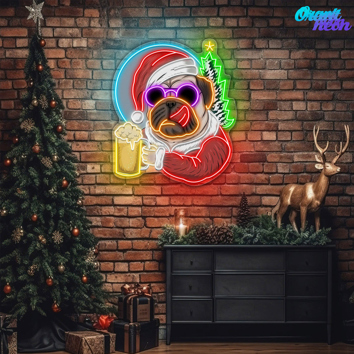 Santa Pug’s Brew Neon Sign Light Artwork