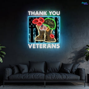 Veterans Day: Courage in Light Neon Sign Light Artwork