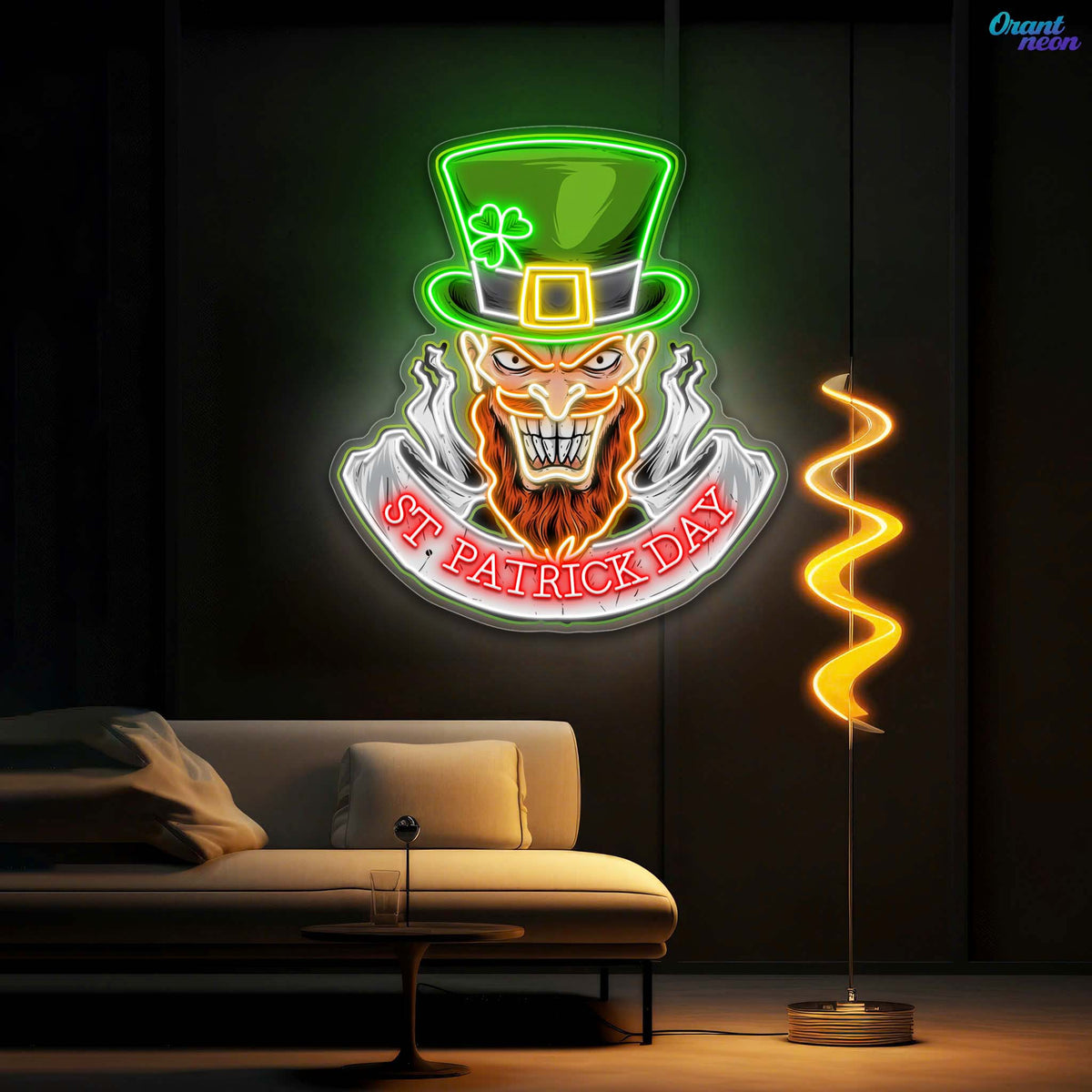 St. Patrick’s Neon Skull: Luck, Shamrocks, and Spirit Neon Sign Light Art Work