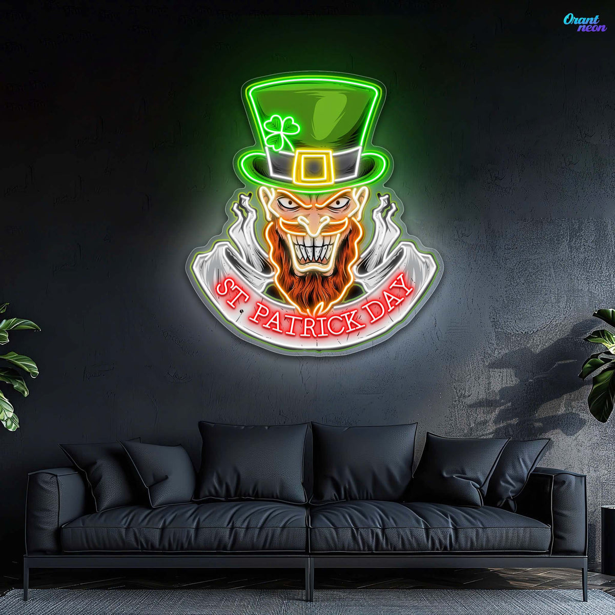 St. Patrick’s Neon Skull: Luck, Shamrocks, and Spirit Neon Sign Light Art Work