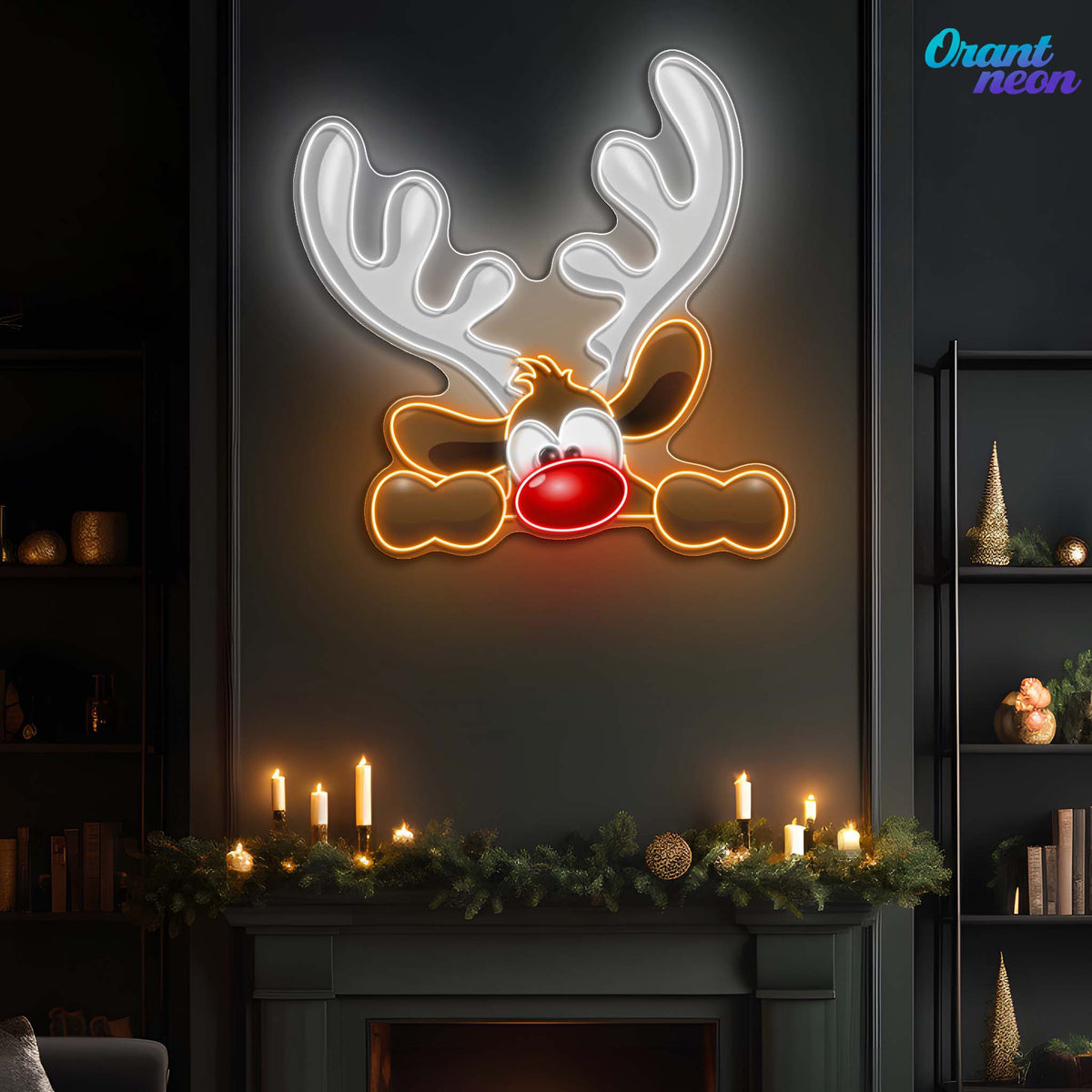 Dashing Through the Snow: Adorable Reindeer Neon Sign Light Artwork