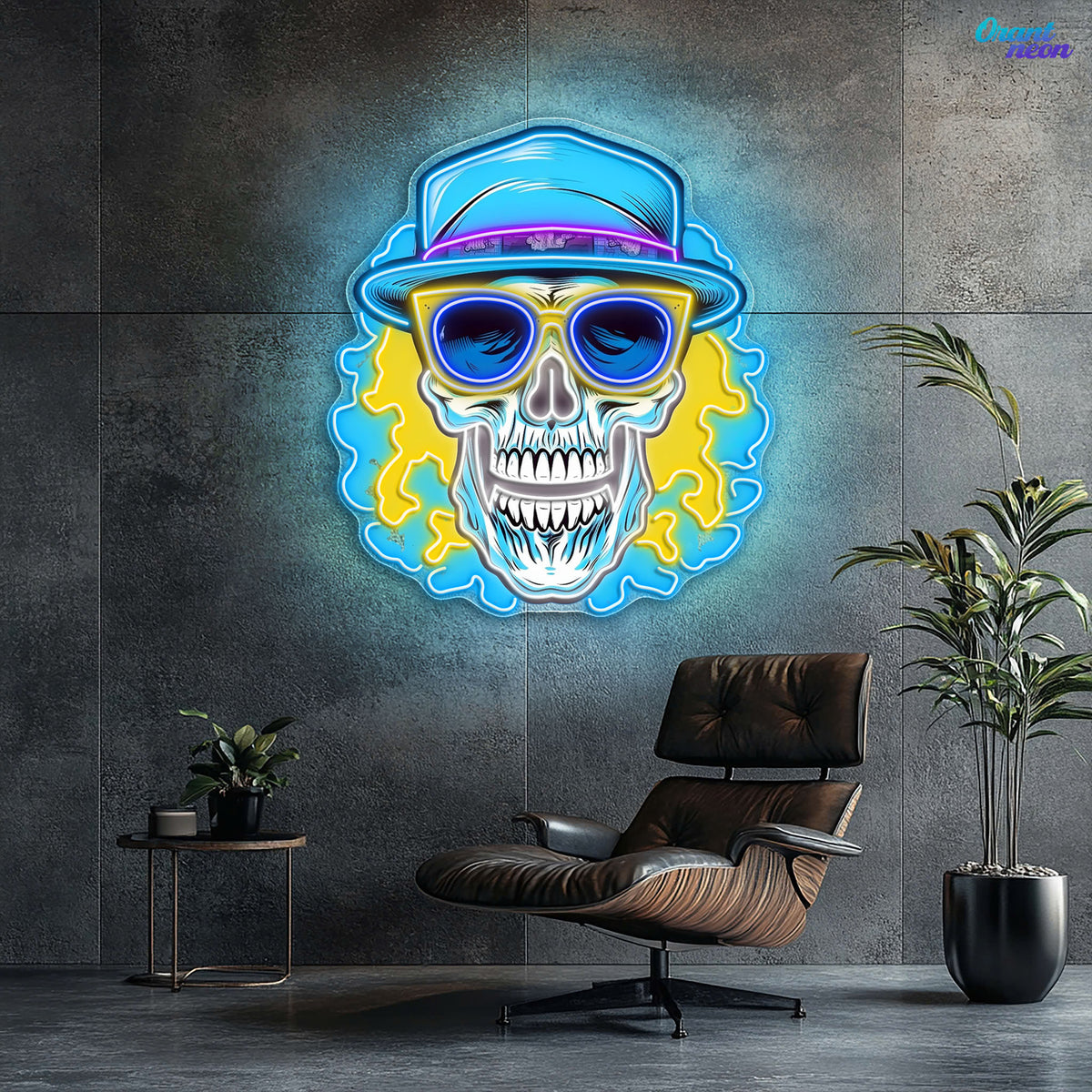 Death's Vacation: Skulls in Paradise Neon Sign Light Artwork