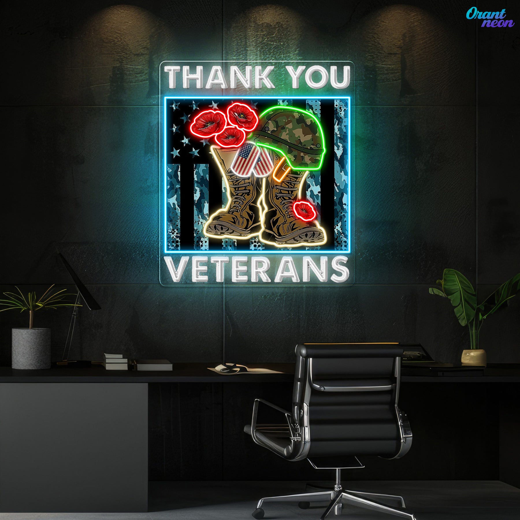 Veterans Day: Courage in Light Neon Sign Light Artwork