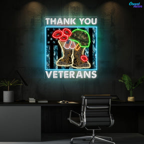 Veterans Day: Courage in Light Neon Sign Light Artwork