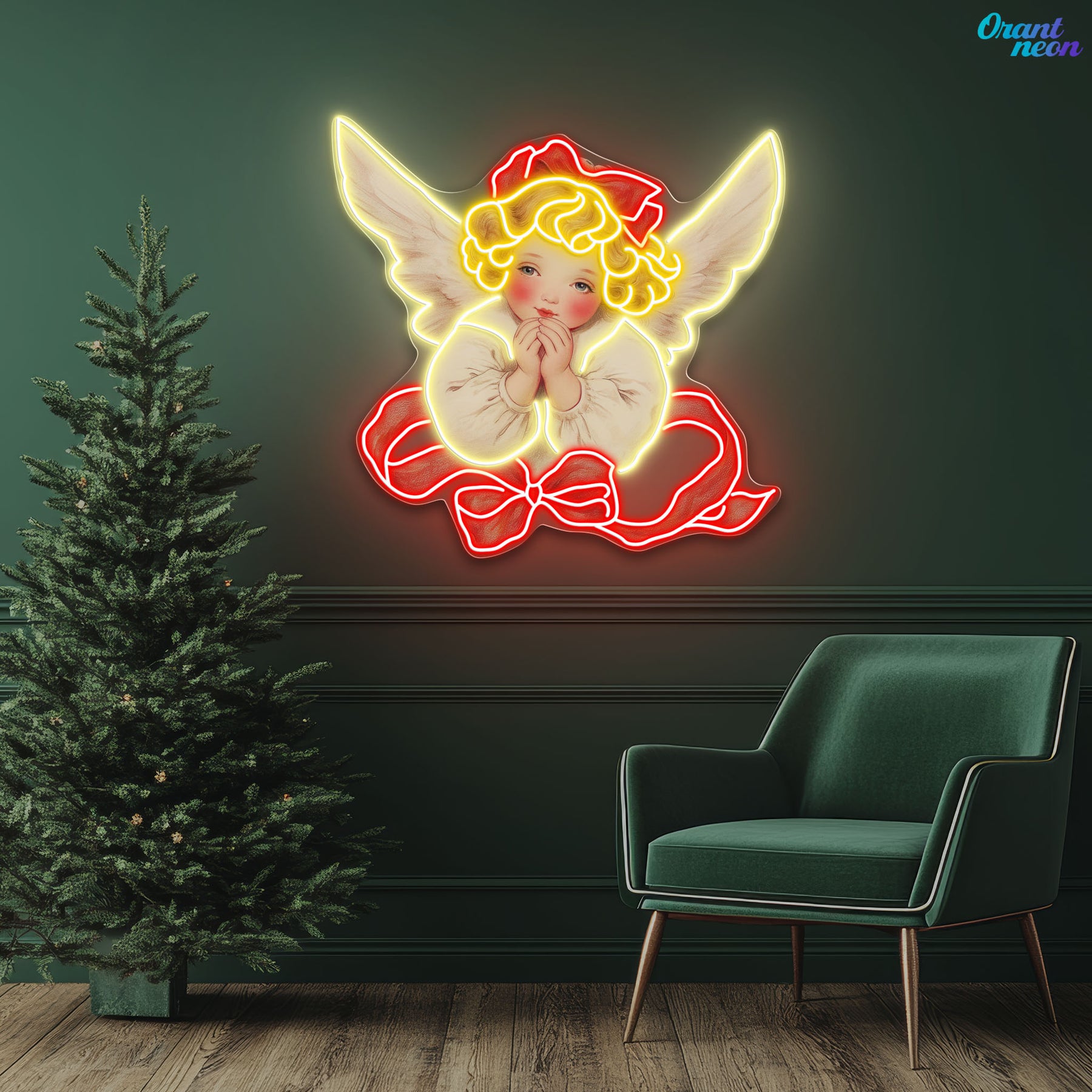 Angelic Blessings for a Peaceful Christmas Neon Light Artwork