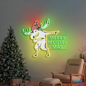 Christmas Spirit in Neon Lights: A Moose Collection Neon Sign Light Artwork