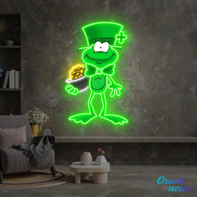 Patrick's Day Holding Money And Wearing Hat Led Neon Acrylic Artwork
