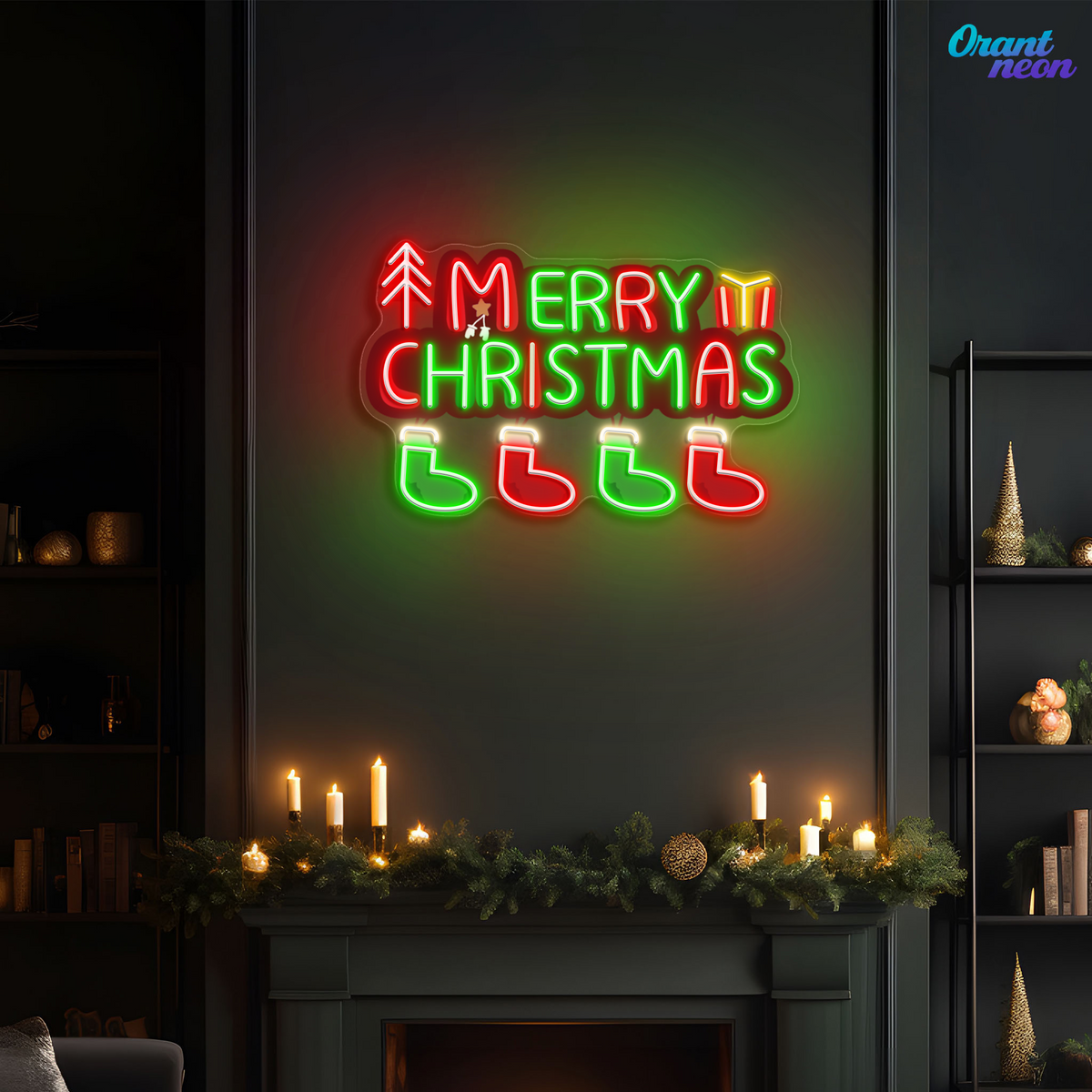 Christmas Stockings in Neon: A Bright Holiday Wish Neon Sign Light Artwork