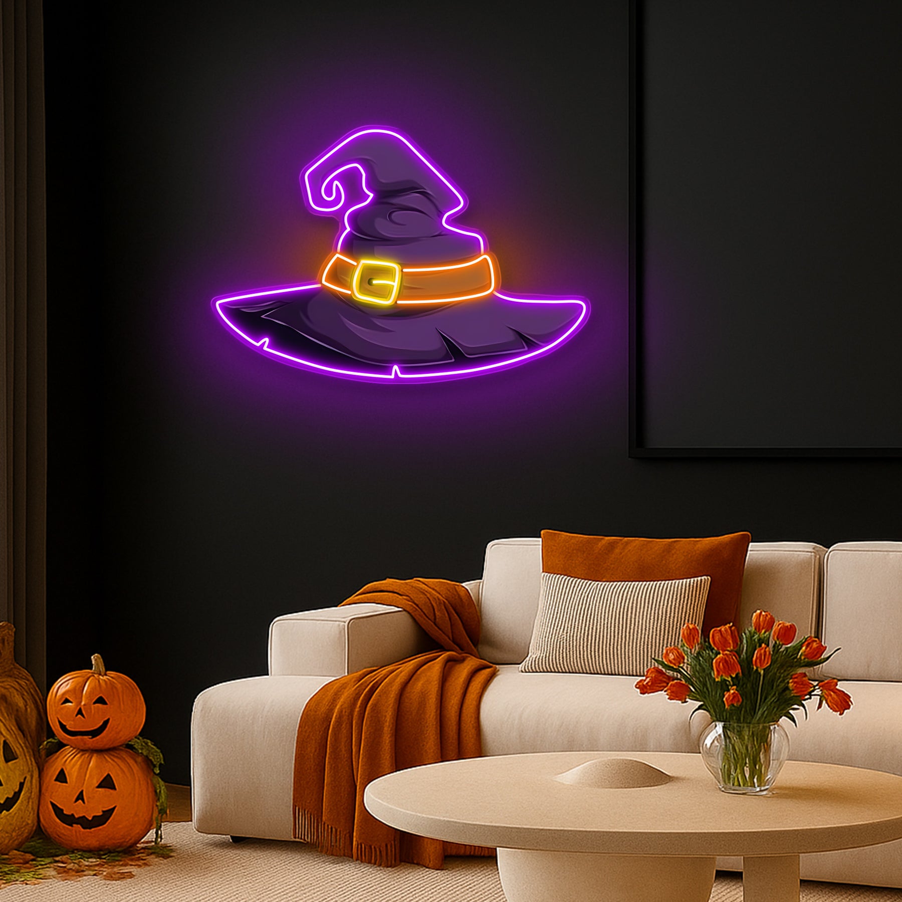 Spooky Jack-O'-Lantern Neon Sign – Halloween Pumpkin LED Wall Decor