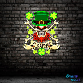 Patrick's Day Cool Skull with Hat Led Neon Acrylic Artwork
