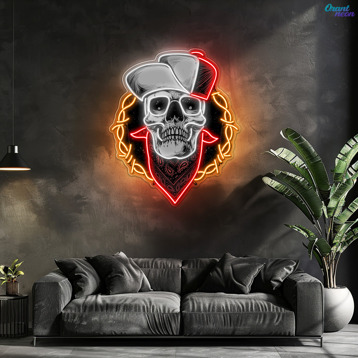 Head of the Dead: Neon Skull with Hat Neon Sign Light Artwork