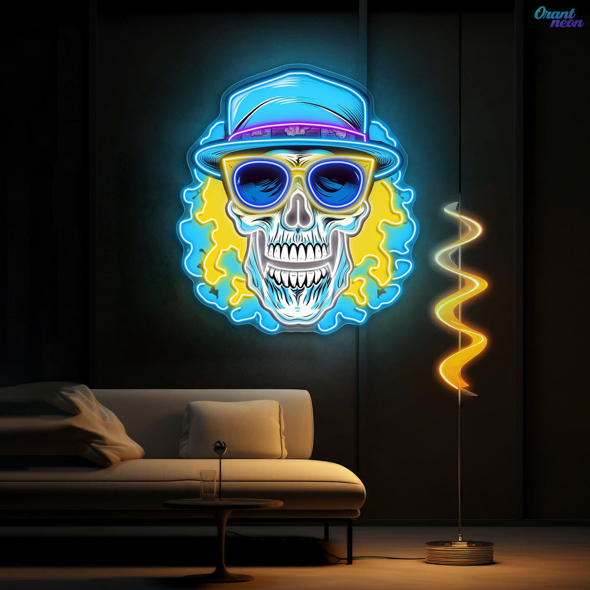 Death's Vacation: Skulls in Paradise Neon Sign Light Artwork