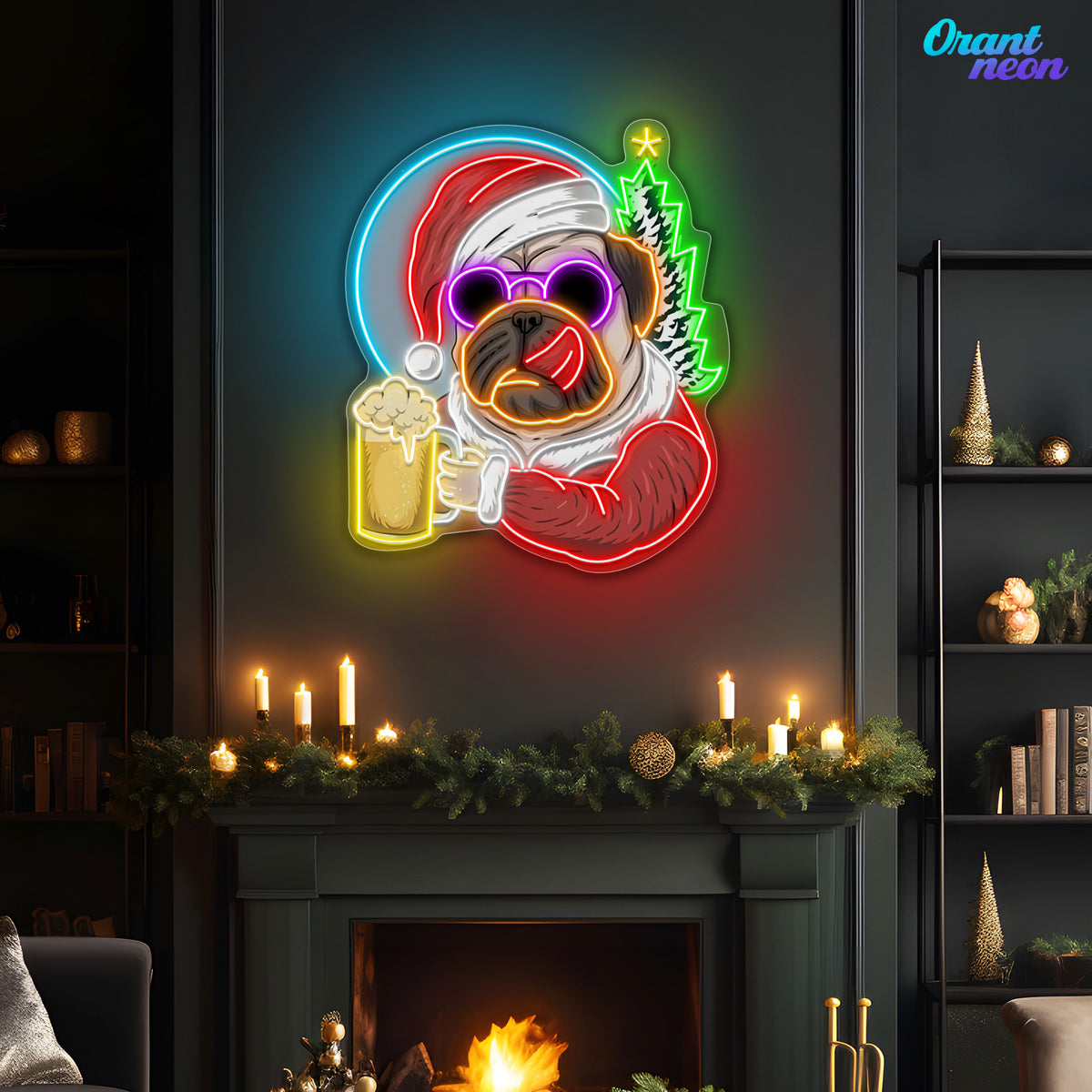 Santa Pug’s Brew Neon Sign Light Artwork