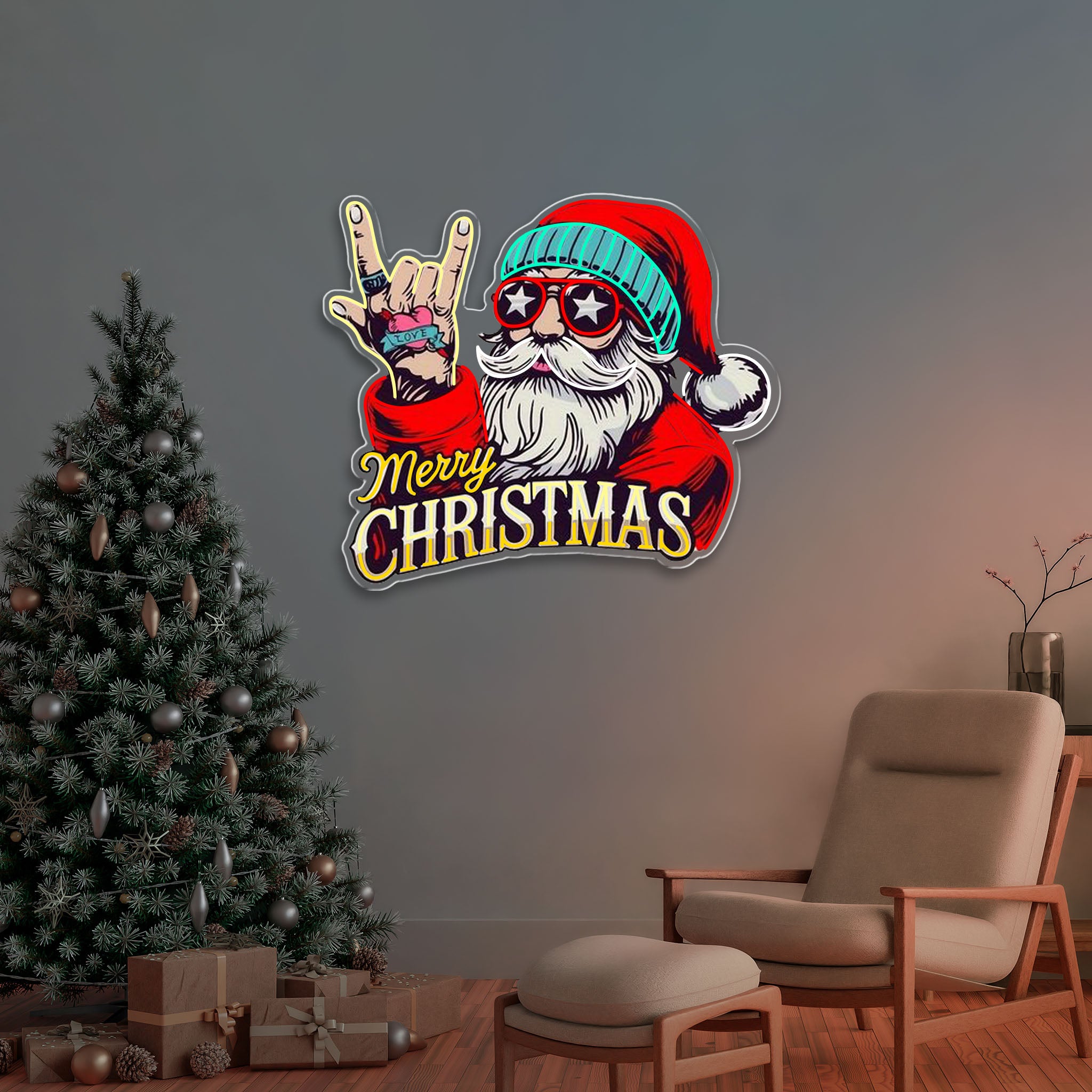 Santa Says YOLO: Christmas Glow Neon Sign Light Artwork