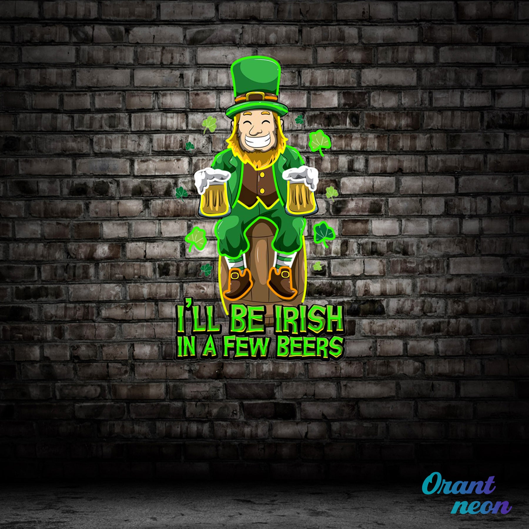 Patrick's Day Irish Goblin Drinking Beer Led Neon Acrylic Artwork