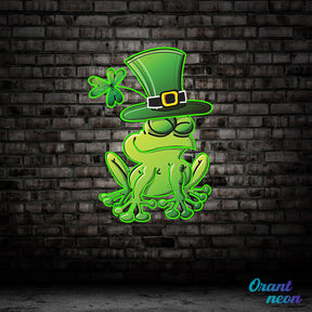 Patrick's Day Frog Wearing Hat and Sleeping Led Neon Acrylic Artwork