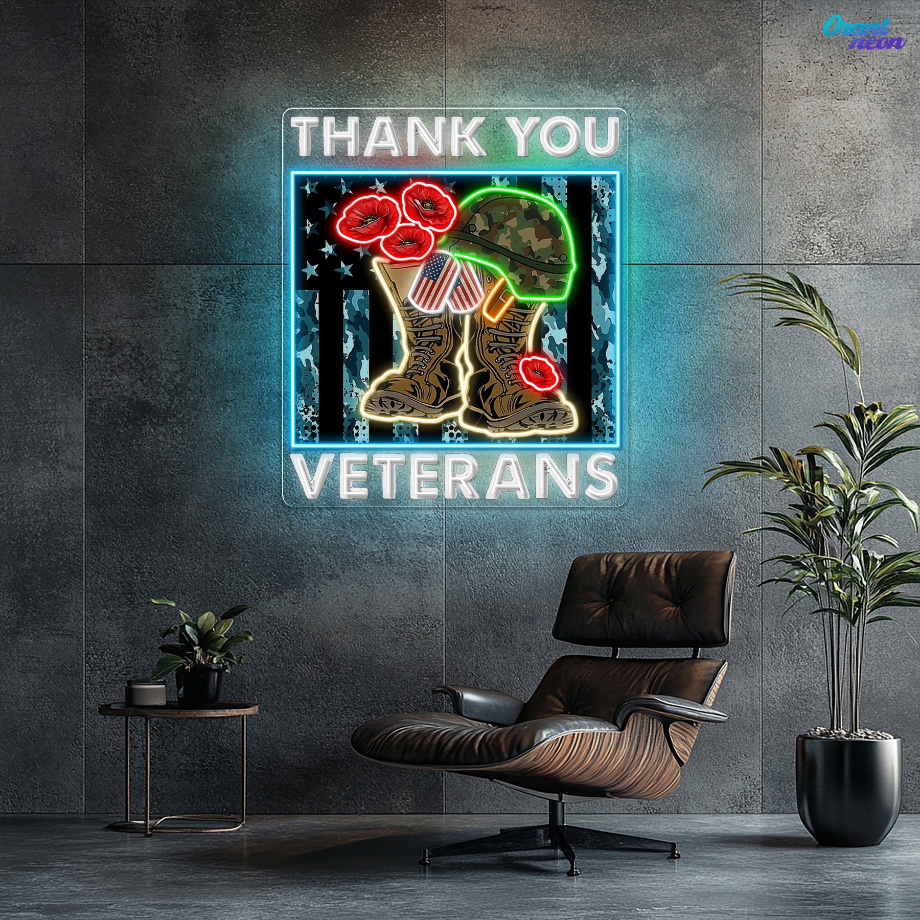 Veterans Day: Courage in Light Neon Sign Light Artwork