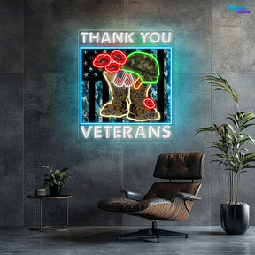 Veterans Day: Courage in Light Neon Sign Light Artwork