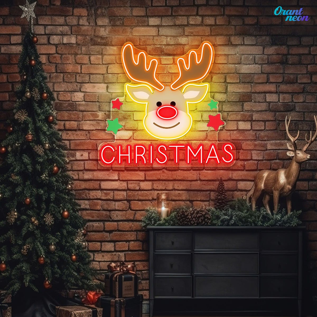 Christmas Reindeer Eve Neon Sign Light Artwork