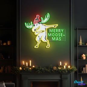 Christmas Spirit in Neon Lights: A Moose Collection Neon Sign Light Artwork