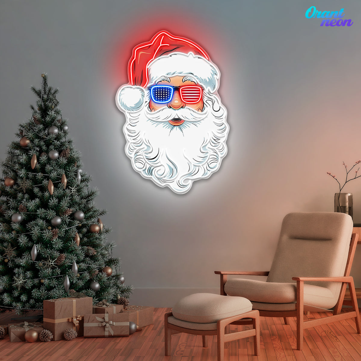 Santa's American Spirit Neon Sign Light Artwork